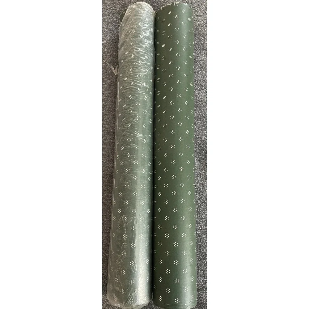 Vintage Wallpaper 2 Rolls 21 Inches Wide Dark Green With White Dots